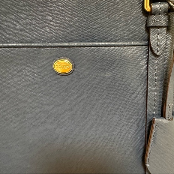 Coach Peyton Jordan Carryall Navy Blue Saffiano Leather Triple Compartment - Picture 3 of 14